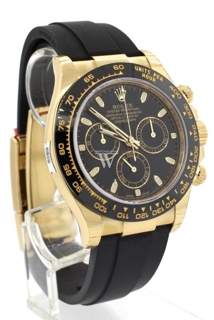 Rolex Cosmograph Daytona Black Dial Oysterflex Strap Mens Yellow Watch116518LN 116518