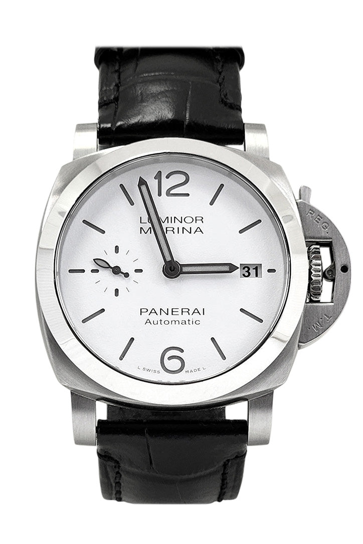 Panerai Panerai Pre-owned Panerai Luminor Marina 44 White Dial Polished steel PAM03314 luxury watch by Global Sky Diamonds, Diamond District NYC, mazalito