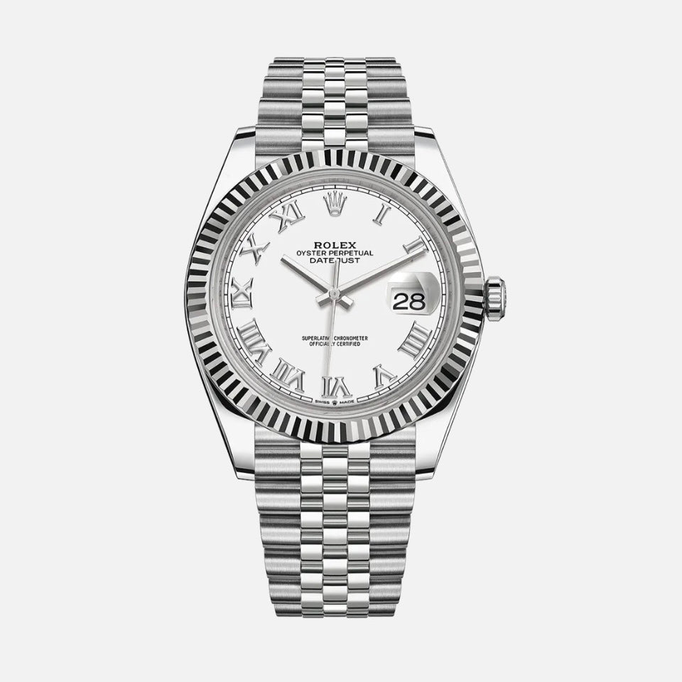 ROLEX DATEJUST 41MM WHITE ROMAN