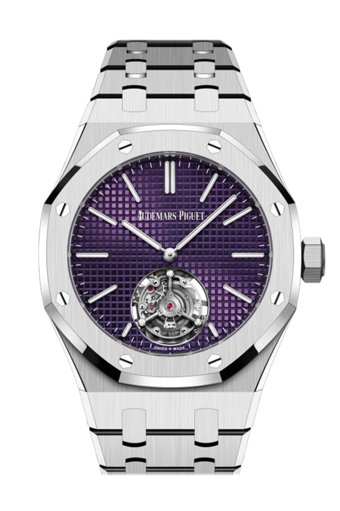 Audemars Piguet Royal Oak 37mm Plum Dial Flying Tourbillion Extra-Thin (RD#3) Stainless Steel Watch 26660ST.OO.1356ST.02