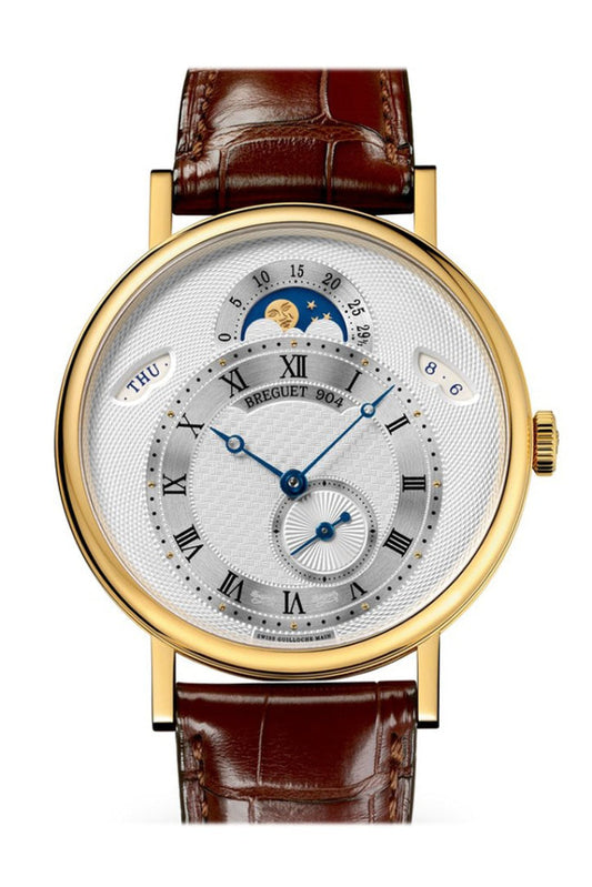 Breguet Classique Automatic Moonphase Silver Dial 18 kt Yellow Gold Men's Watch 7337BA1E9V6