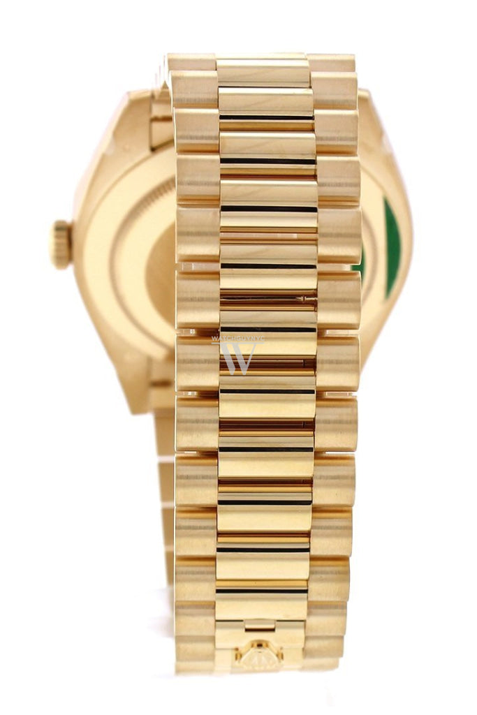 Rolex Day-Date 40 White Roman Dial 40 Baguette Diamond Bezel 18K Yellow Gold President Automatic Men's Watch 228398TBR  228398