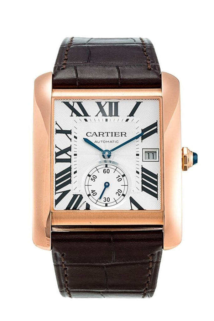 Cartier Tank MC Mechanical Silver Dial Brown Leather Strap Men's Watch W5330001