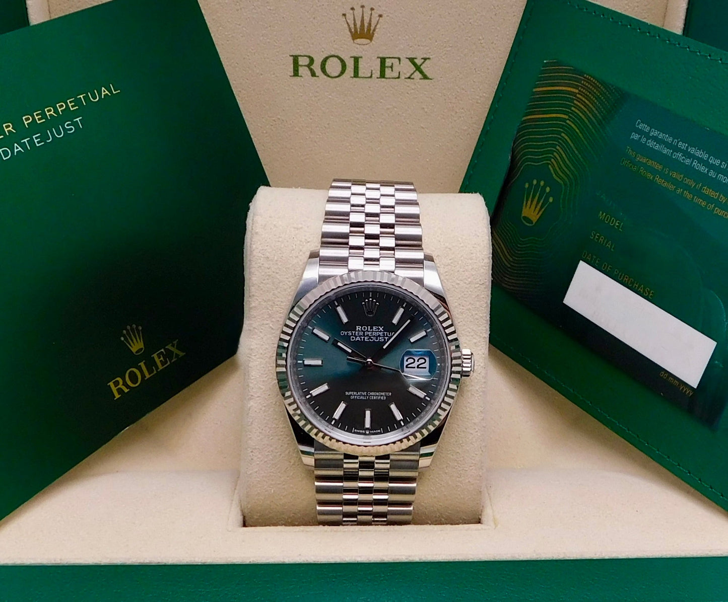 ROLEX DATEJAST 36MM GREEN MINT
