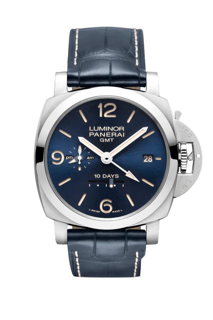 Panerai Panerai Panerai Luminor 10 Day Blue Dial PAM00986 luxury watch by Global Sky Diamonds, Diamond District NYC, mazalito