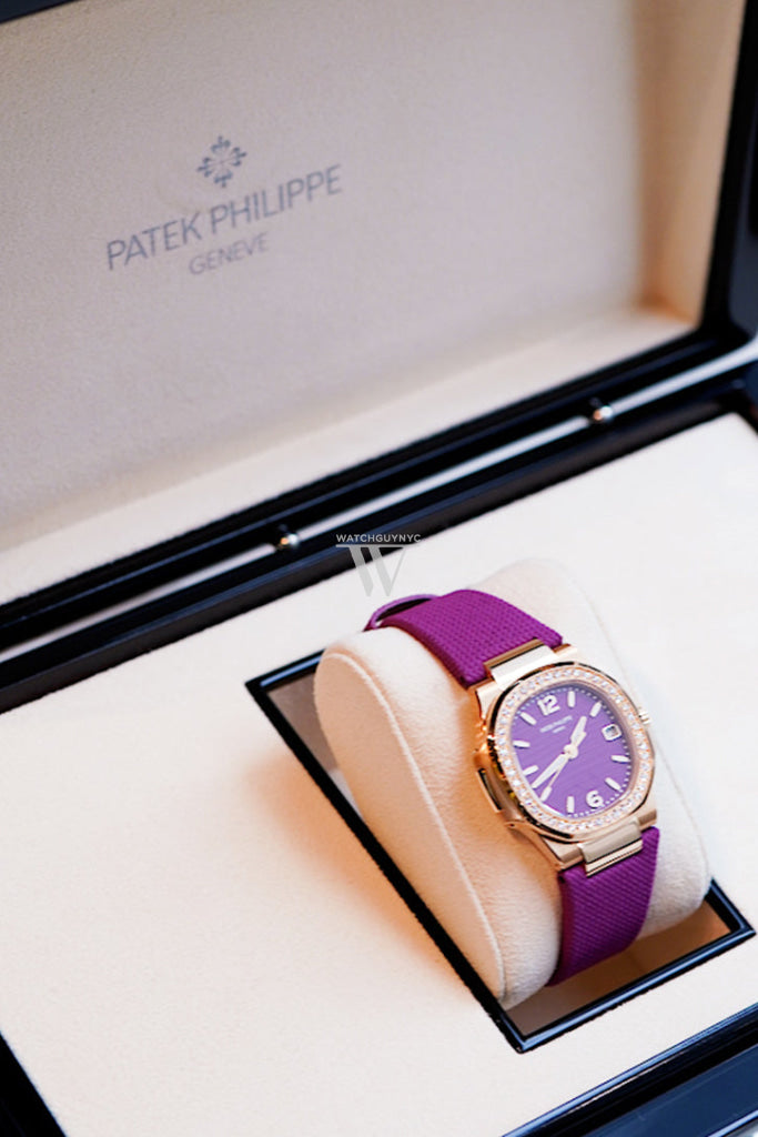 Patek Philippe Nautilus Diamonds Purple Dial Rose Gold Ladies Watch 7010R-013