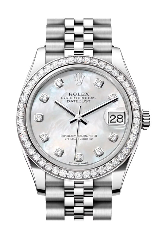 Rolex Datejust 31 White Mother of Pearl Diamond Dial Jubilee Ladies Watch 278384RBR 278384RBR-0008