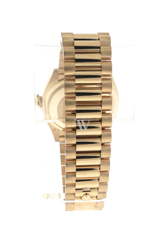 Rolex Day-Date 36 Mother of Pearl Dial Gold Diamond Bezel Watch 128348RBR-0017 128348RBR