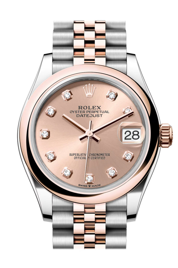 Rolex Datejust 31 Rose Colour Diamond Dial Rose Gold Steel Jubilee Ladies Watch 278241 278241-0020