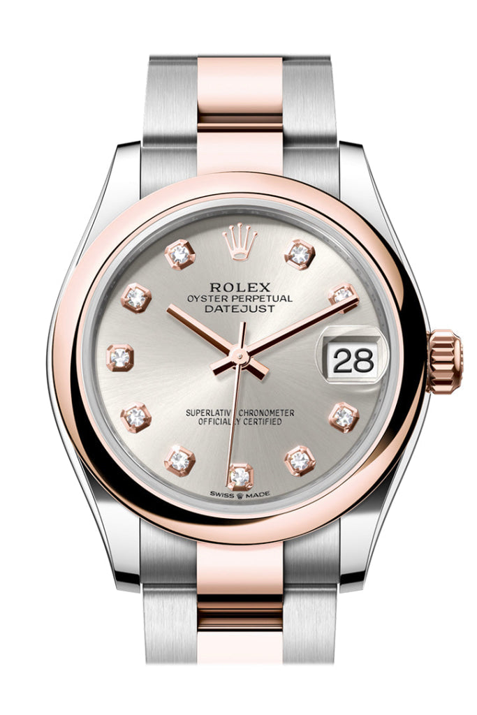 Rolex Datejust 31 Silver Diamond Roman Diamond 6 Dial Rose Gold Steel Ladies Watch 278241 278241-0015