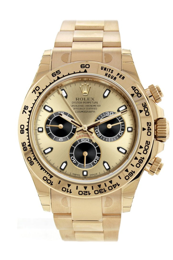 Rolex Daytona Black and Champagne Dial Men's 18kt Yellow Gold Oyster Watch 116508