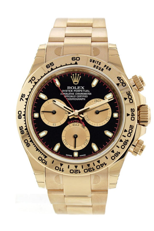 Rolex Cosmograph Daytona Black and Champagne Dial Men's 18kt Yellow Gold Oyster Watch 116508