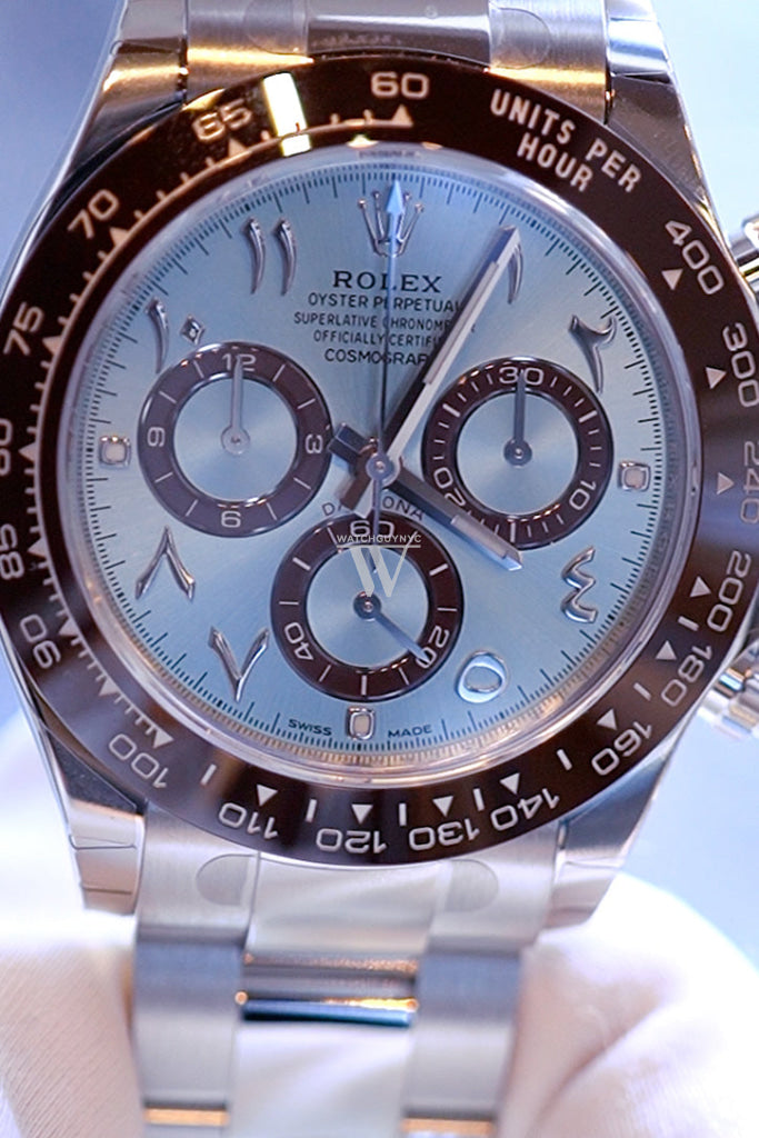 ROLEX Daytona Chronograph Blue Dial Arabic Platinum Men's Watch 116506
