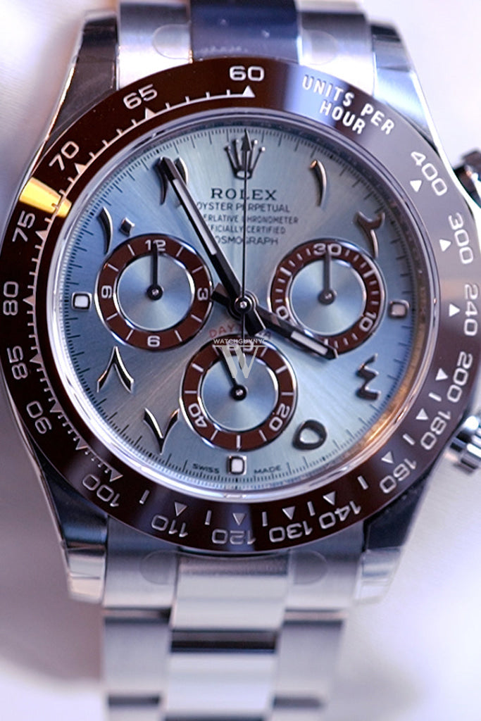 ROLEX Daytona Chronograph Blue Dial Arabic Platinum Men's Watch 116506