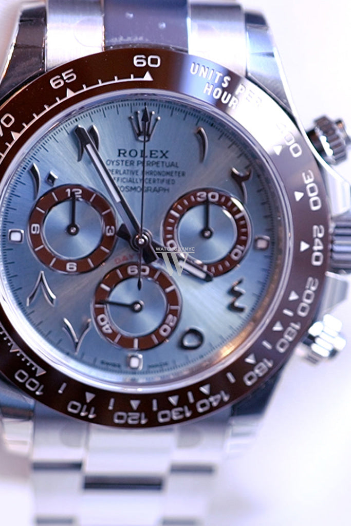 ROLEX Daytona Chronograph Blue Dial Arabic Platinum Men's Watch 116506