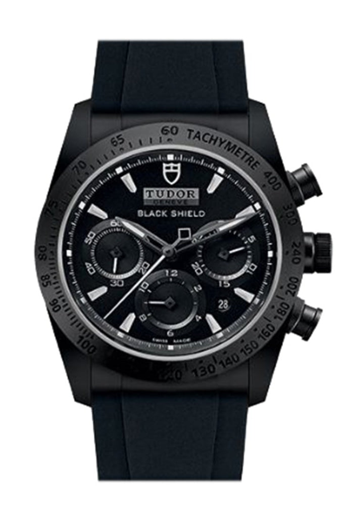 Tudor Blackshield Automatic Chronograph Black Dial Black Rubber Men's Watch 42000CN-BKRS M42000CN-0018