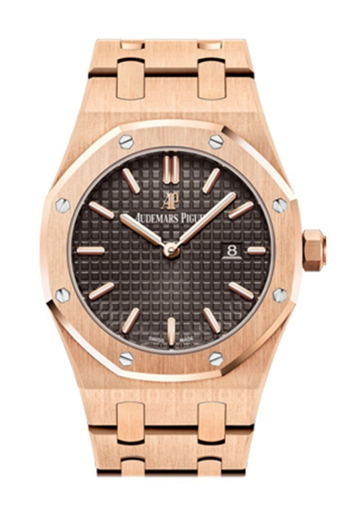 AUDEMARS PIGUET Royal Oak Brown Dial Ladies 18 Carat Pink Gold Watch 67650OR.OO.1261OR.01
