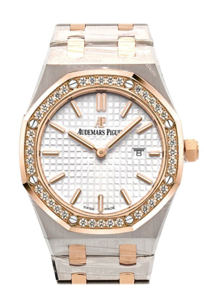 Audemars Piguet Royal Oak 33mm Silver-toned Dial 18K Pink Gold with Stainless Steel Ladies Watch 67651SR.ZZ.1261SR.01