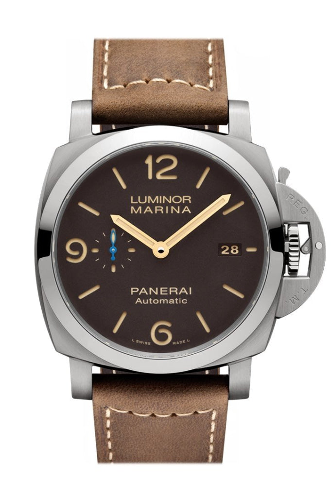 Panerai Panerai Panerai Luminor Marina 1950 3 Days Automatic Titanio 44mm Brown Dial M luxury watch by Global Sky Diamonds, Diamond District NYC, mazalito