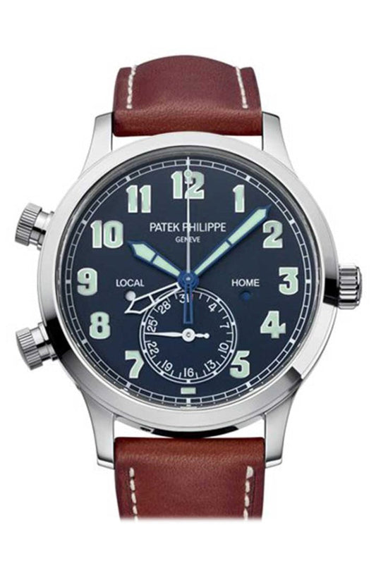 Patek Philippe Complications Calatrava Pilot Travel Time Blue Dial Men’s Watch 5524G-001