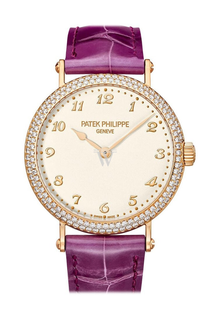 Patek Philippe Calatrava Automatic Gold Diamond Ladies Silver Dial Watch 7200/200R-001
