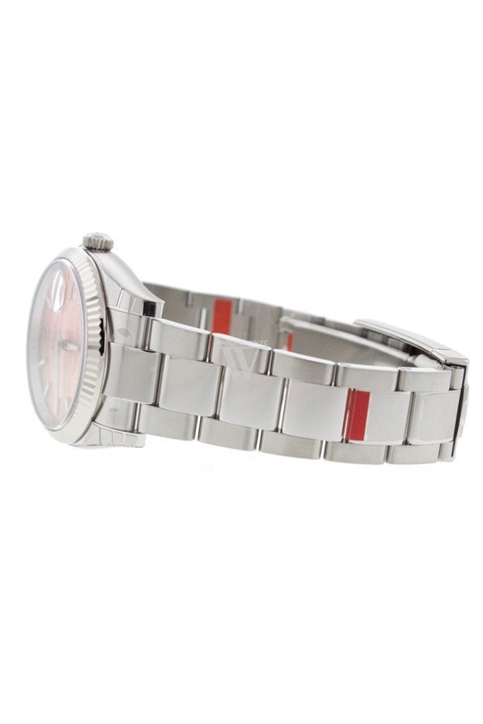 ROLEX Date 34mm Pink Dial Steel White Gold Watch 115234
