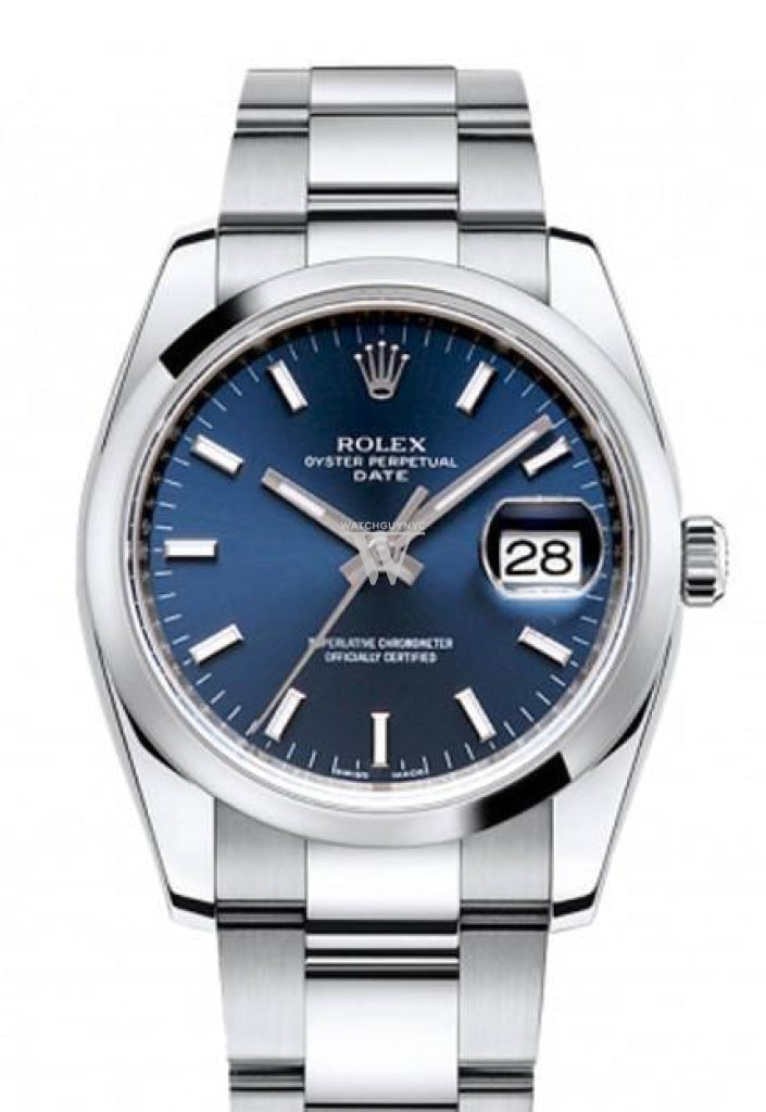 ROLEX Date 34 Blue Dial Date 34mm Stainless Steel Men's Watch 115200