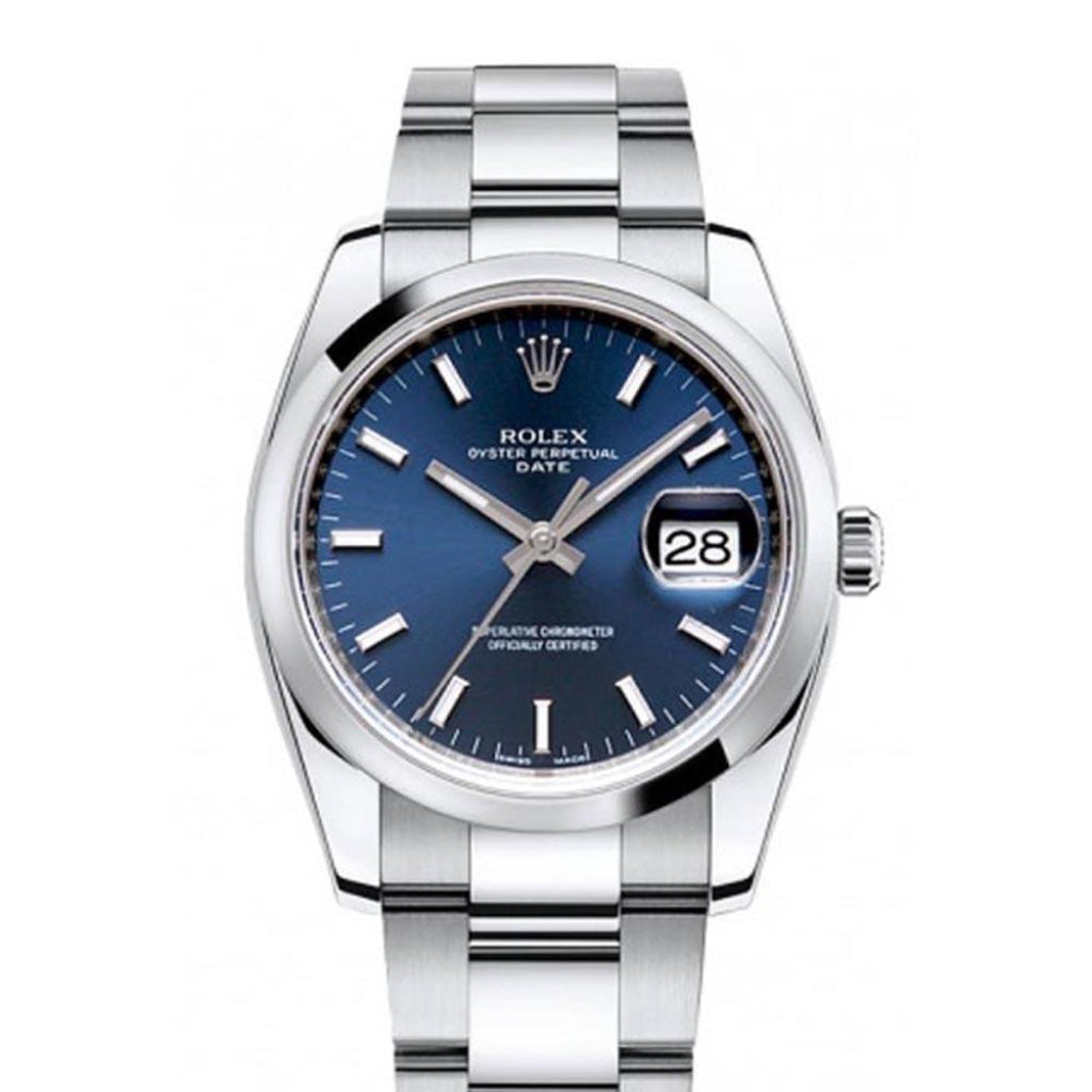 ROLEX Date 34 Blue Dial Date 34mm Stainless Steel Men's Watch 115200