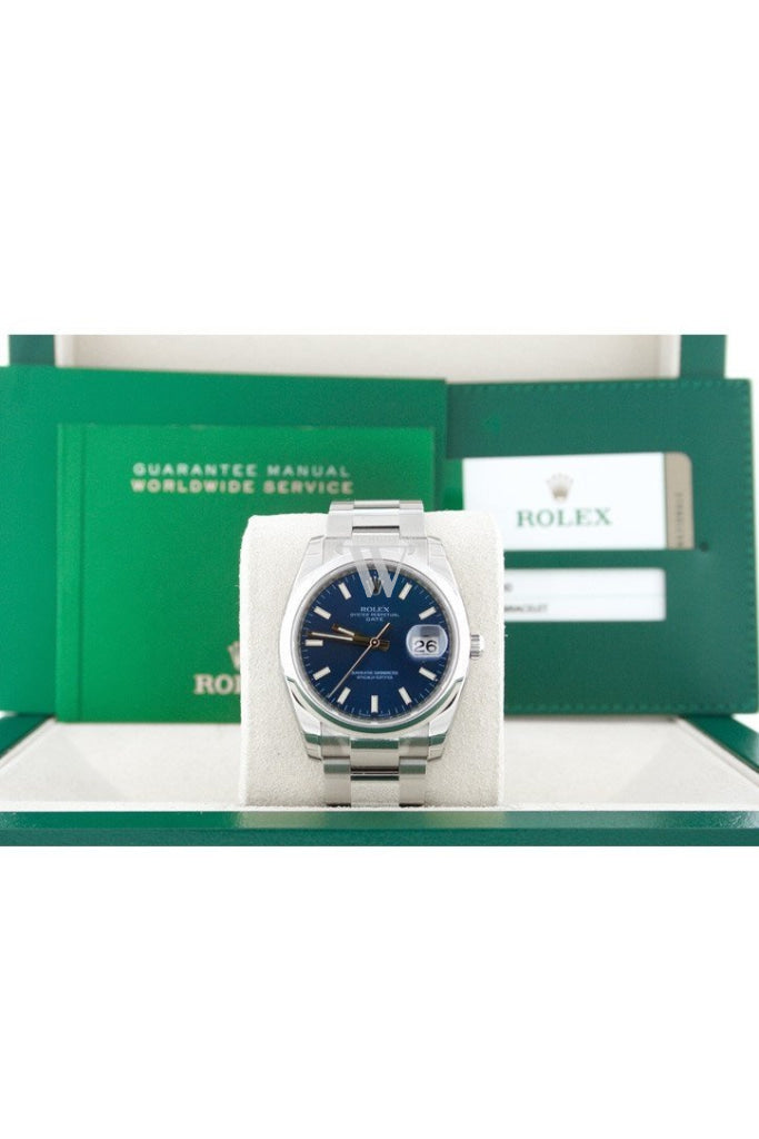ROLEX Date 34 Blue Dial Date 34mm Stainless Steel Men's Watch 115200