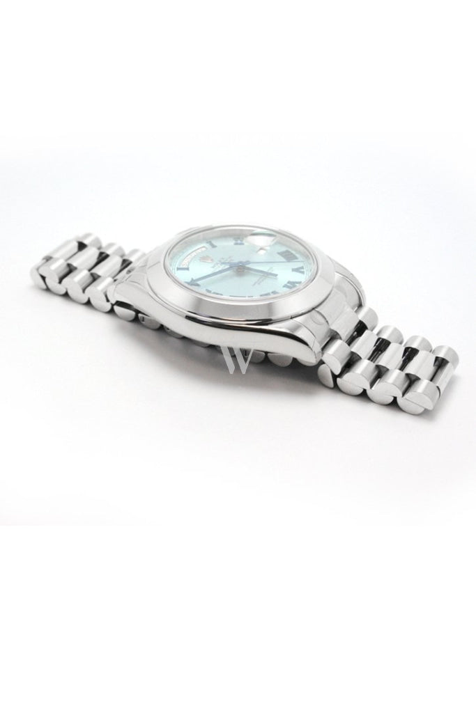 ROLEX Day-Date II 41 Ice Blue Dial Platinum President Men's Watch 218206