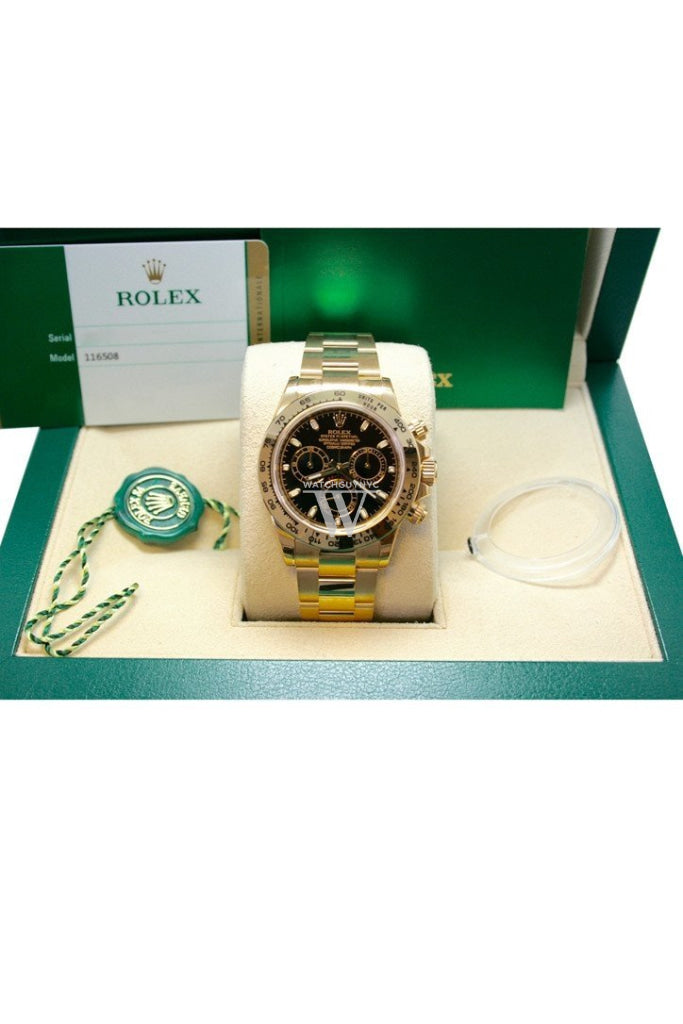 Rolex Cosmograph Daytona Black Dial Gold Men's Watch 116508