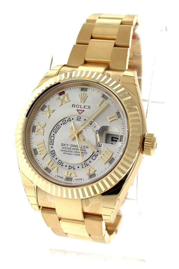 ROLEX Sky-Dweller 42 Silver Roman Dial Yellow Gold Men's Watch 326938