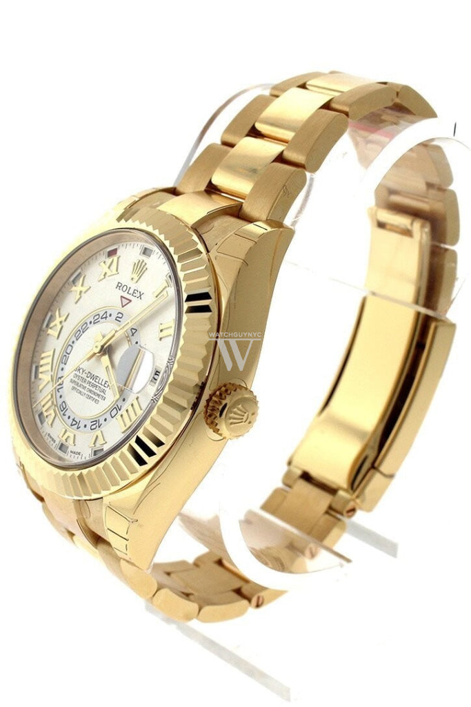 ROLEX Sky-Dweller 42 Silver Roman Dial Yellow Gold Men's Watch 326938