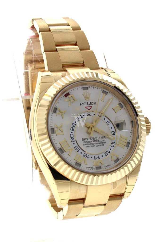 ROLEX Sky-Dweller 42 Silver Roman Dial Yellow Gold Men's Watch 326938