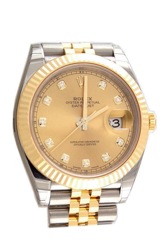 Rolex Datejust 41 Champagne Diamonds Steel And 18k Yellow Gold Men's Watch 126333