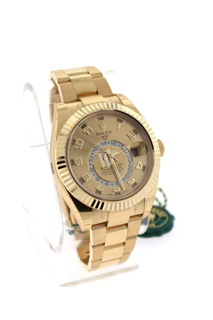 Rolex Sky-Dweller 42 Champagne Arabic Dial Yellow Gold Men's Watch 326938
