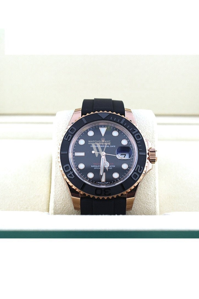 ROLEX YACHT-MASTER 40 Black Dial 18k Rose Gold Mens Watch 116655
