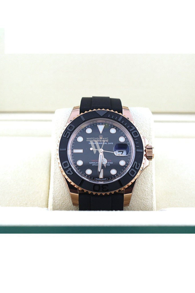 ROLEX YACHT-MASTER 40 Black Dial 18k Rose Gold Mens Watch 116655