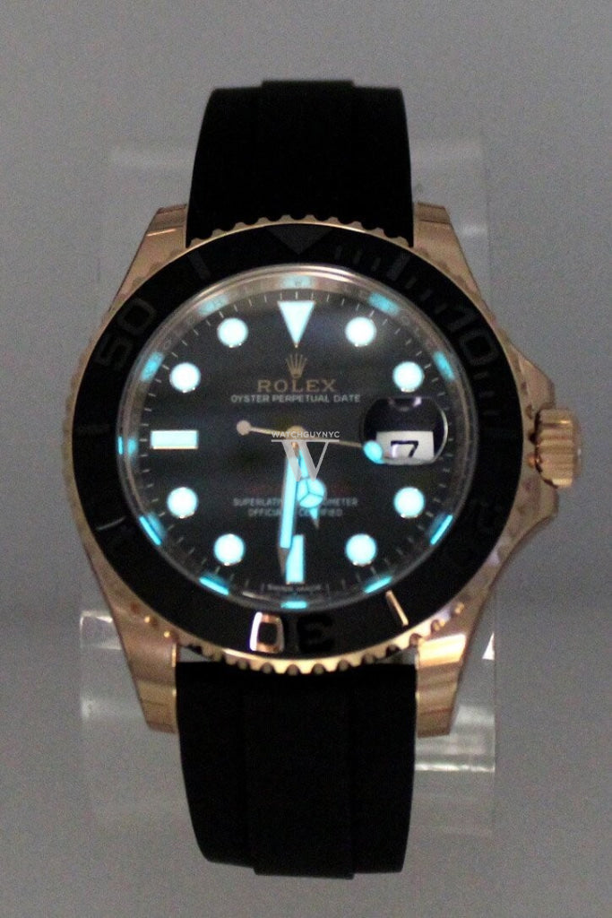 ROLEX YACHT-MASTER 40 Black Dial 18k Rose Gold Mens Watch 116655