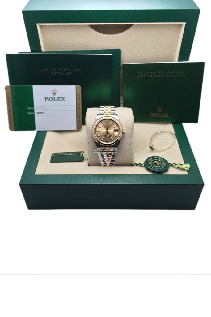 ROLEX Datejust 31 Champagne Dial 18k Yellow Gold Jubilee Ladies Watch 178243 Pre-owned