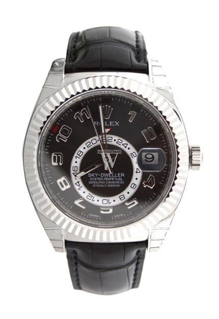 ROLEX Sky-Dweller 42 Black Arab Dial 18K White Gold Men's Watch 326139