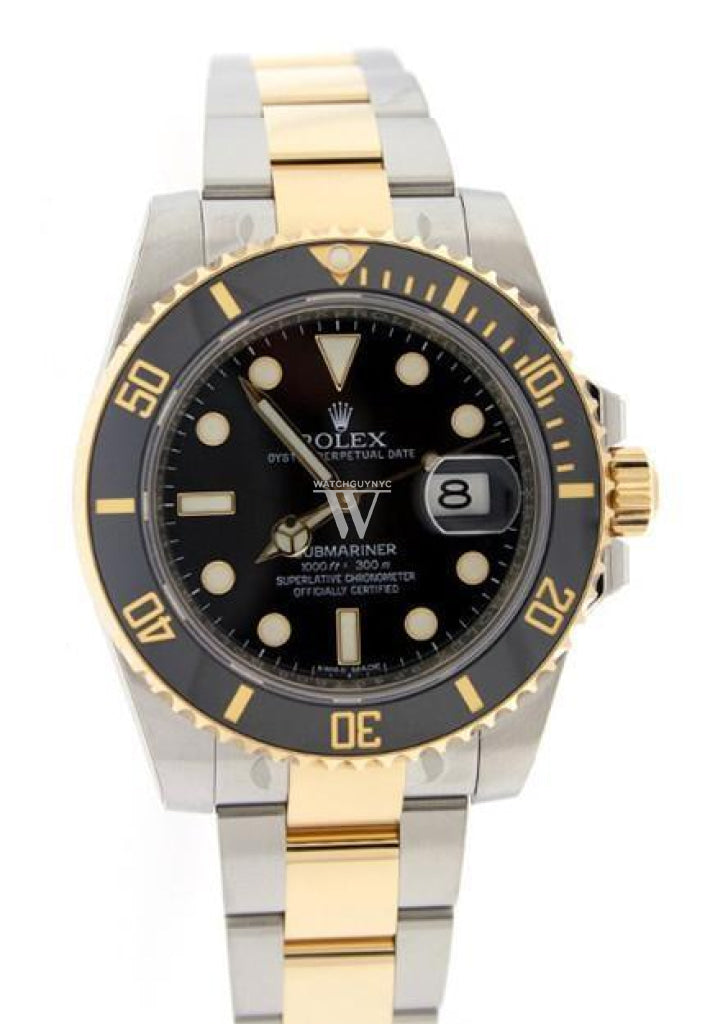 ROLEX Submariner Date 40 Black Dial 18k Yellow Gold and Steel Men's Watch 116613LN 116613
