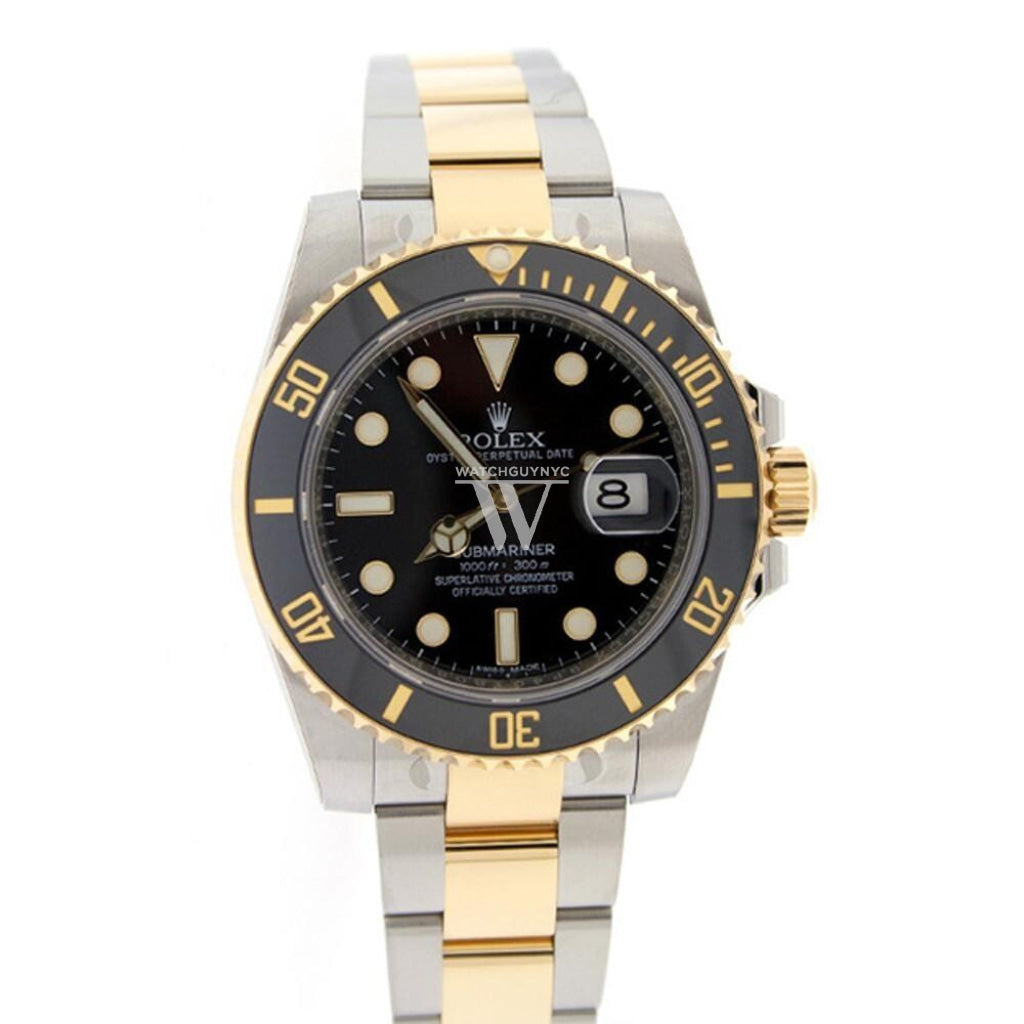 ROLEX Submariner Date 40 Black Dial 18k Yellow Gold and Steel Men's Watch 116613LN 116613