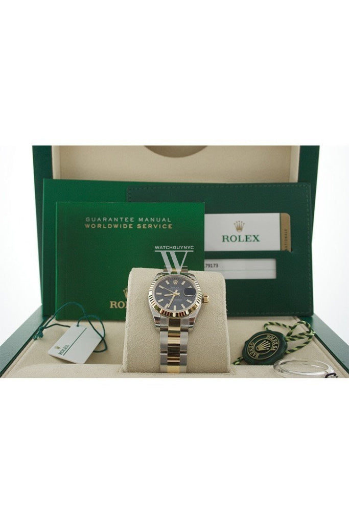 ROLEX Datejust 26 Blue Dial 18k Yellow Gold and Steel Ladies Watch 179173 Pre-owned