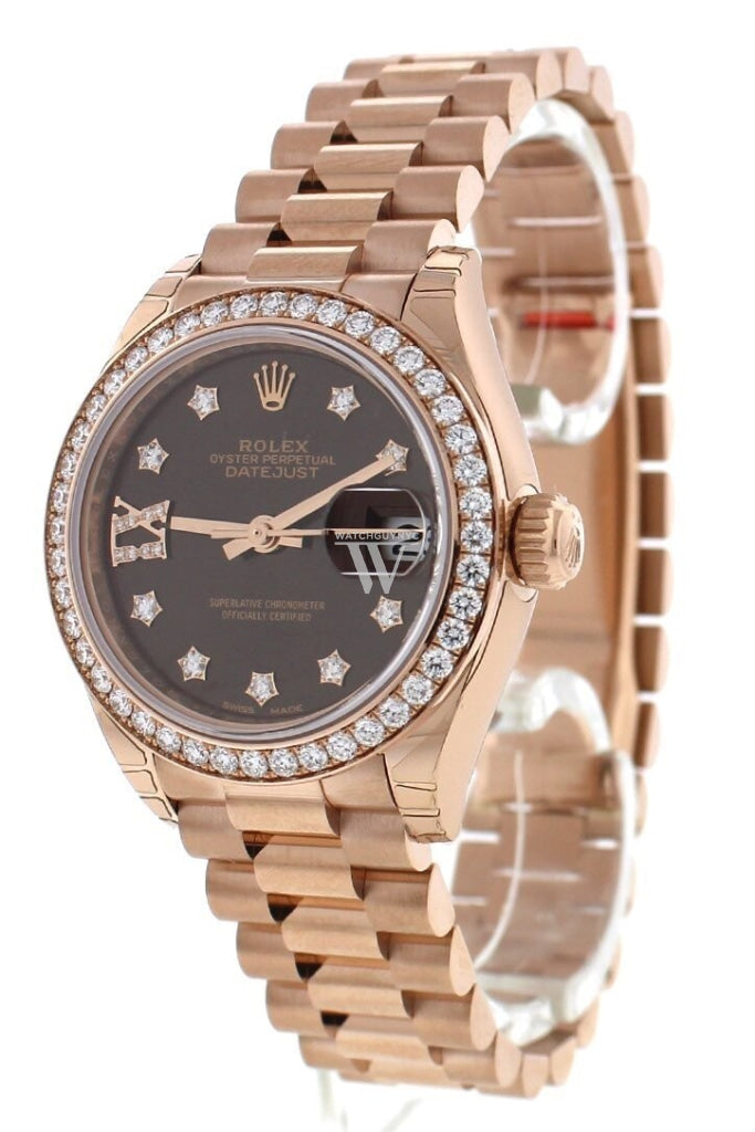 Rolex Lady-Datejust 28 Chocolate Dial 18K Rose Gold President Ladies Watch 279135RBR 279135