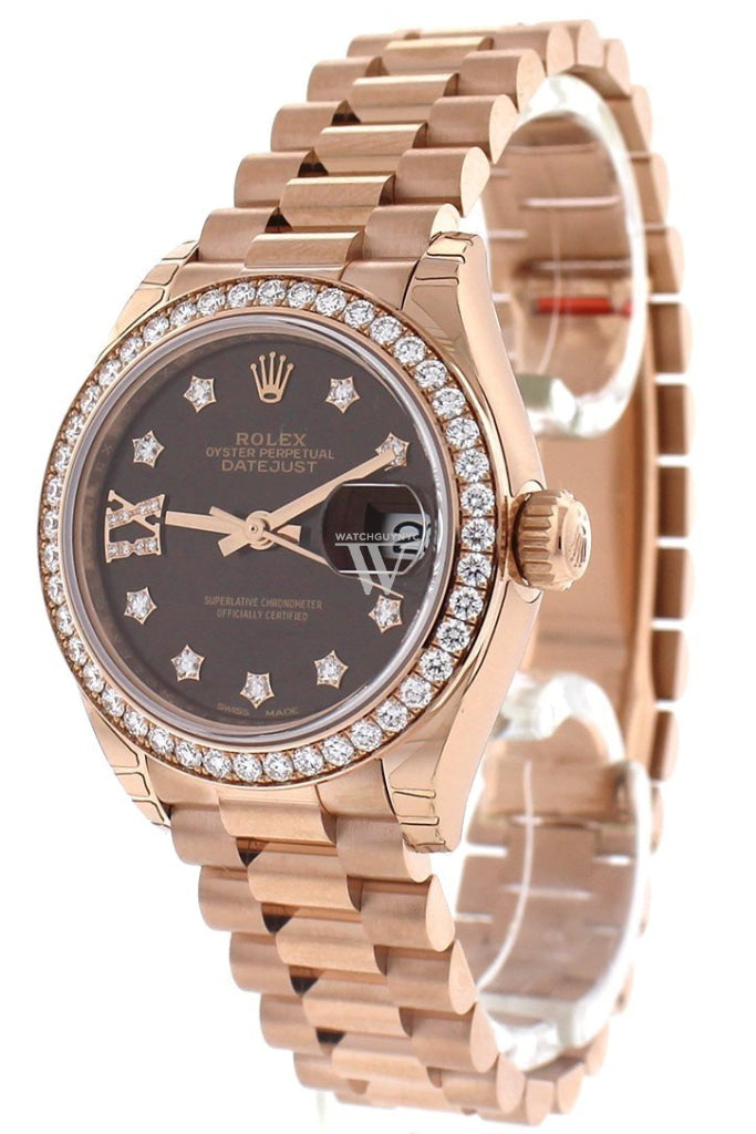 Rolex Lady-Datejust 28 Chocolate Dial 18K Rose Gold President Ladies Watch 279135RBR 279135
