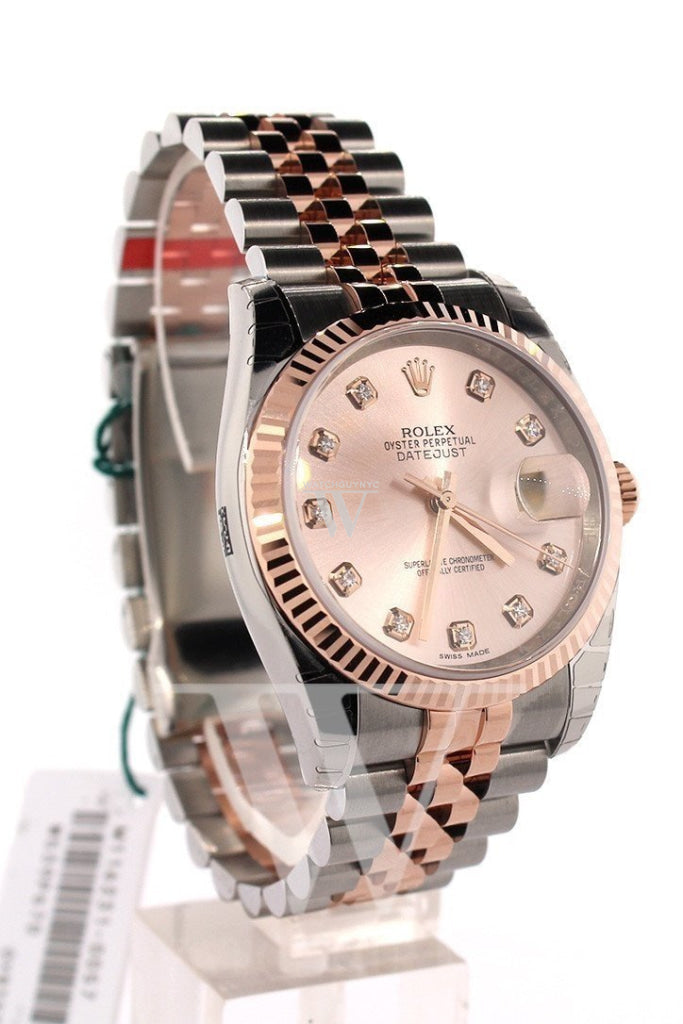 Rolex Datejust 36 Pink diamonds Dial Fluted Steel and 18k Rose Gold Jubilee Watch 116231