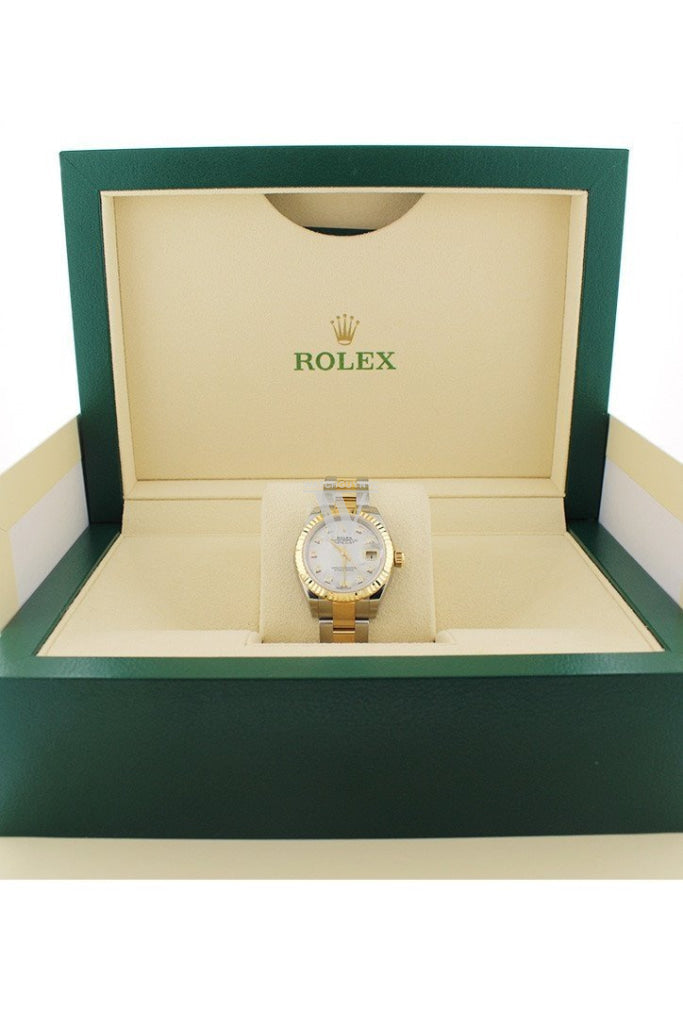 Rolex Datejust 28 Mother of Pearl 9 diamonds set in star Dial Fluted Yellow Gold Two Tone Ladies Watch 279173 NP