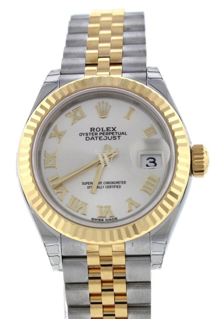 Rolex Lady Datejust 28 Silver Dial Steel and 18K Yellow Gold Jubilee Ladies Watch 279173 NP