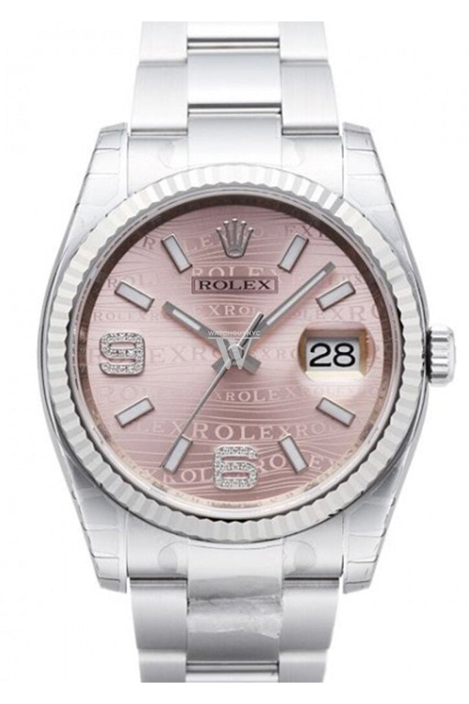 Rolex Datejust 36 Pink Waves Diamond Dial Steel and 18k Gold Ladies Watch 116234 Pre-owned